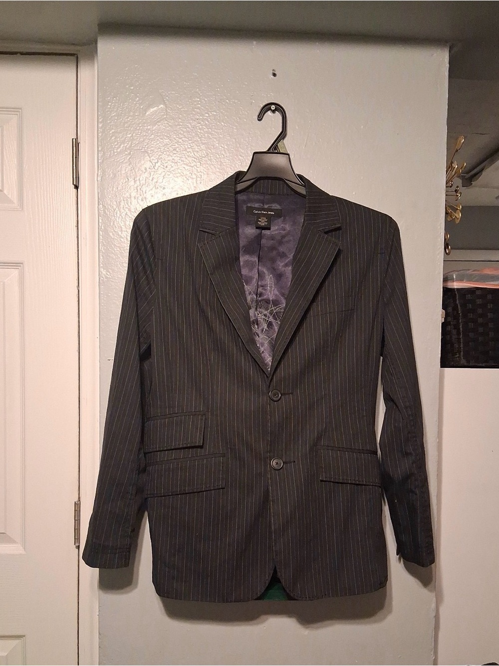 Calvin Klein Jeans Men’s Black Pinstripe Blazer